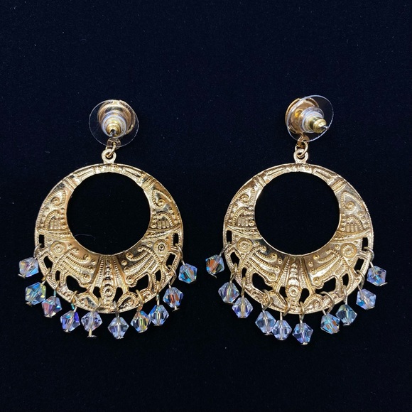 Vintage Linda Lundstrom Drop Crystal Stud Earrings - Picture 3 of 7